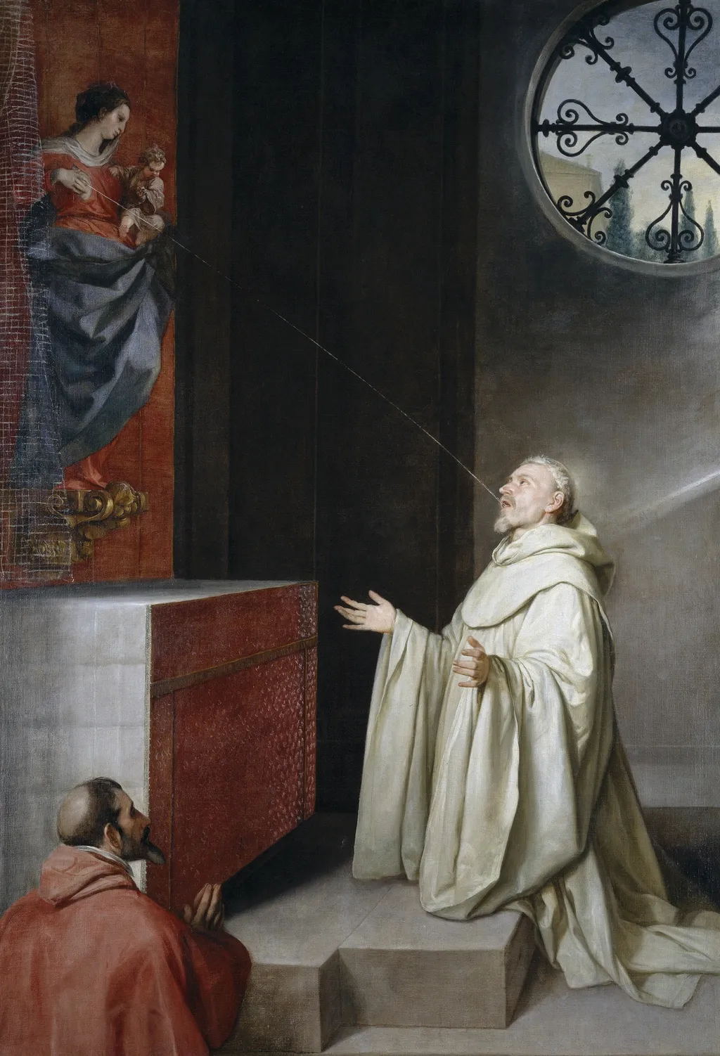 Saint Bernard and the Virgin, by Alonso Cano, oil, 1645