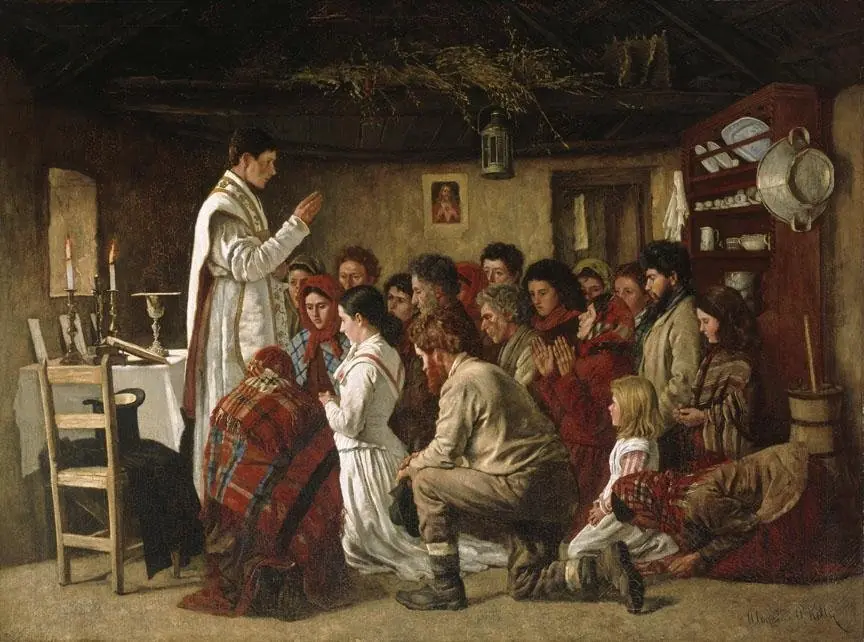 Mass in a Connemara Cabin, by Aloysius O'Kelly