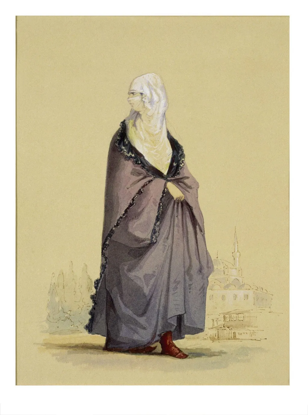 A Turkish woman, by Aloysius Rosarius Amadeus Raymondus Andreas Preziosi, watercolor, 1843