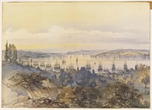 The Bosphorus with the Allied Fleets at Anchor, by Aloysius Rosarius Amadeus Raymondus Andreas Preziosi