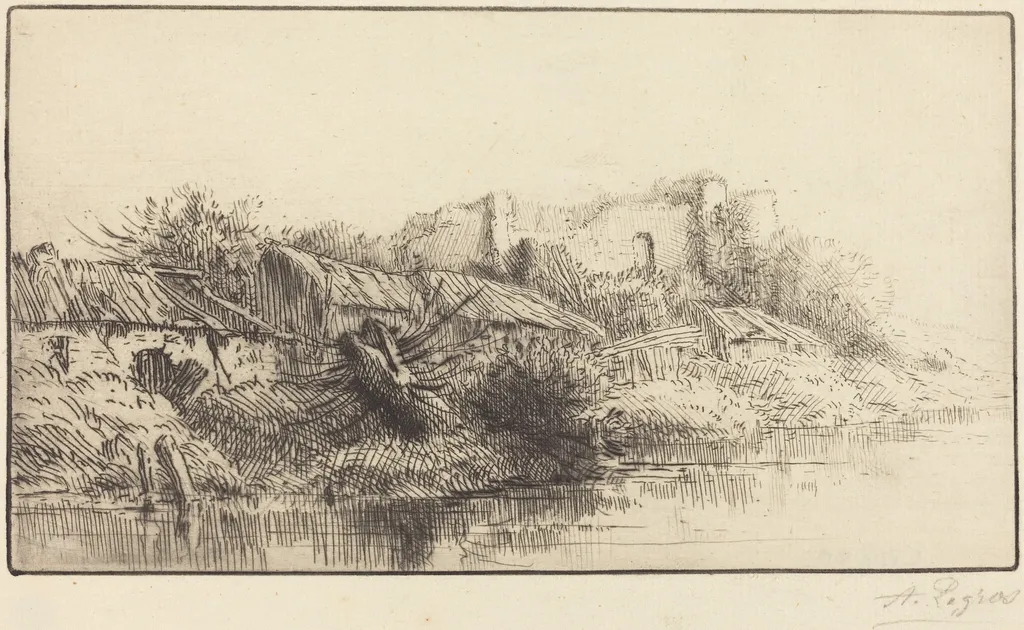 Abandoned Village (Le village abondonne), by Alphonse Legros, ink, 1874