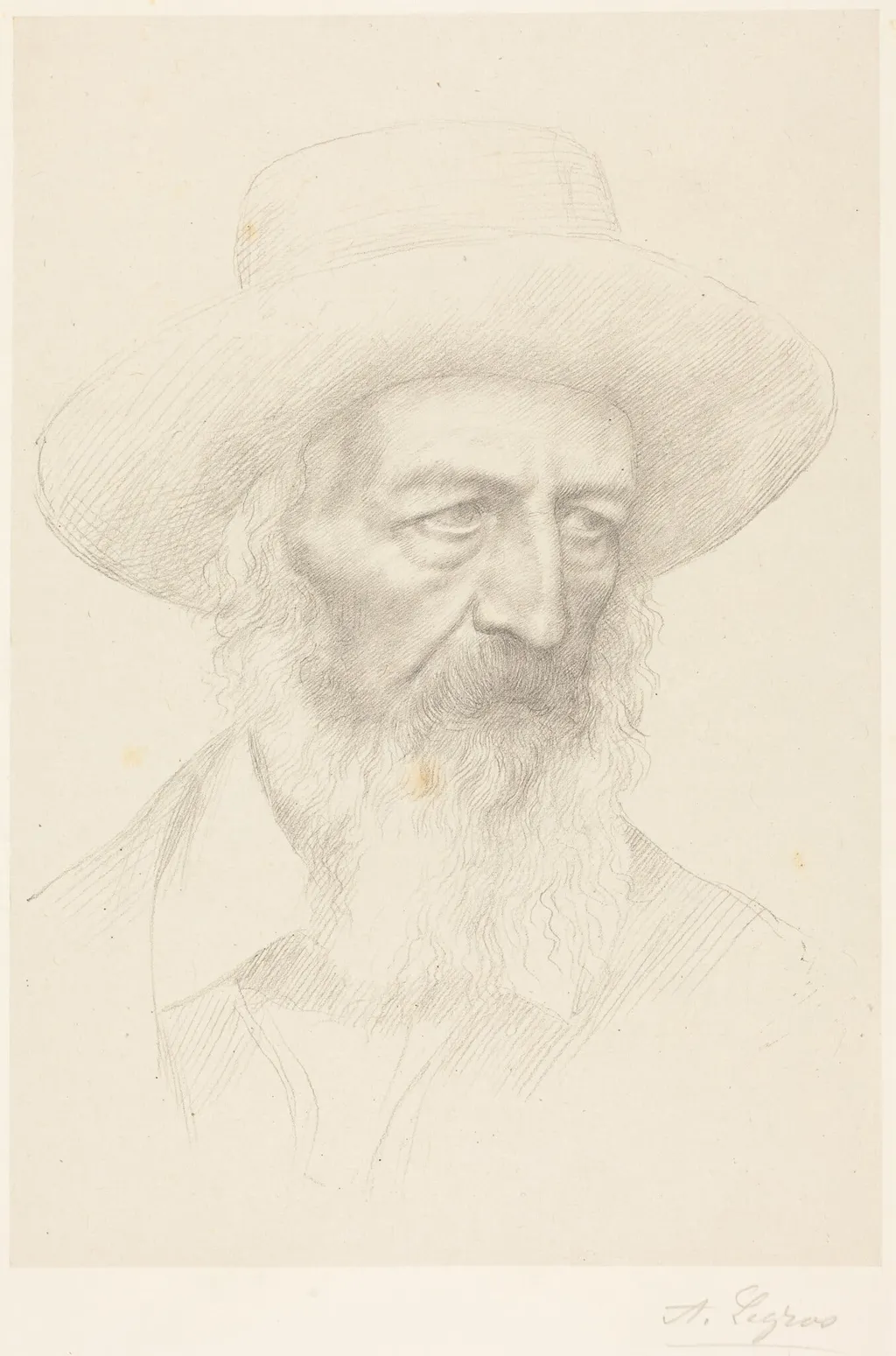 Alfred, Lord Tennyson, by Alphonse Legros, ink, 1874
