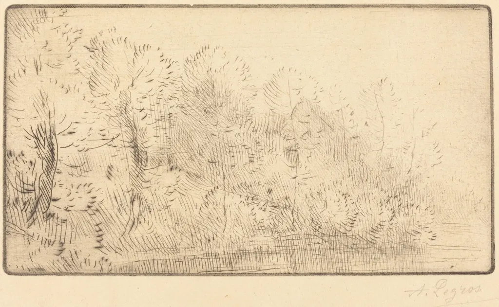 Along the River (Sur la riviere), by Alphonse Legros, ink, 1874