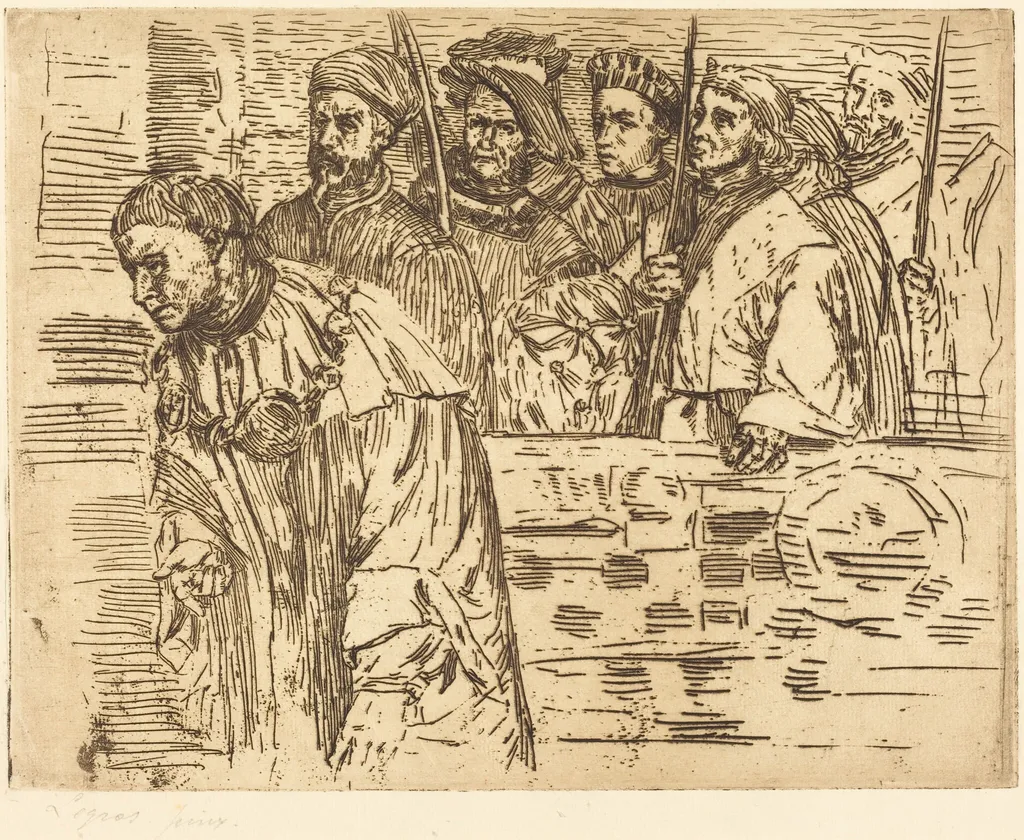 Archers (Les archers), by Alphonse Legros, ink, 1862