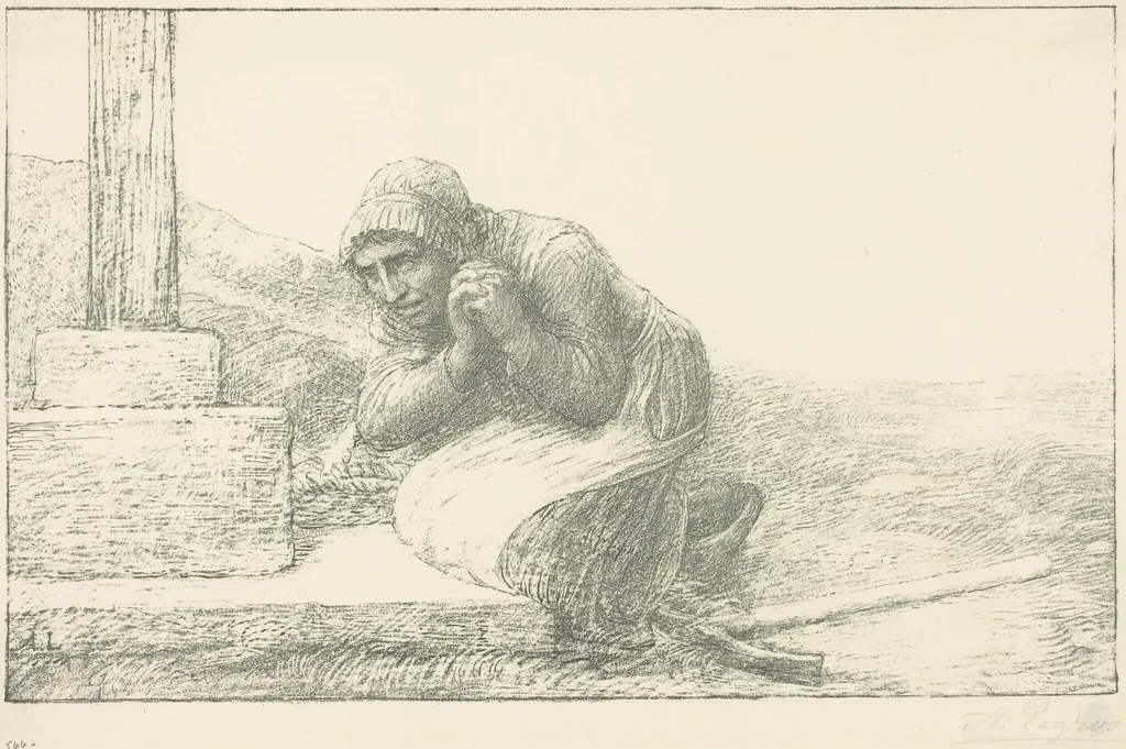 At the Foot of the Cross (Au pied de la croix), by Alphonse Legros, ink, 1874