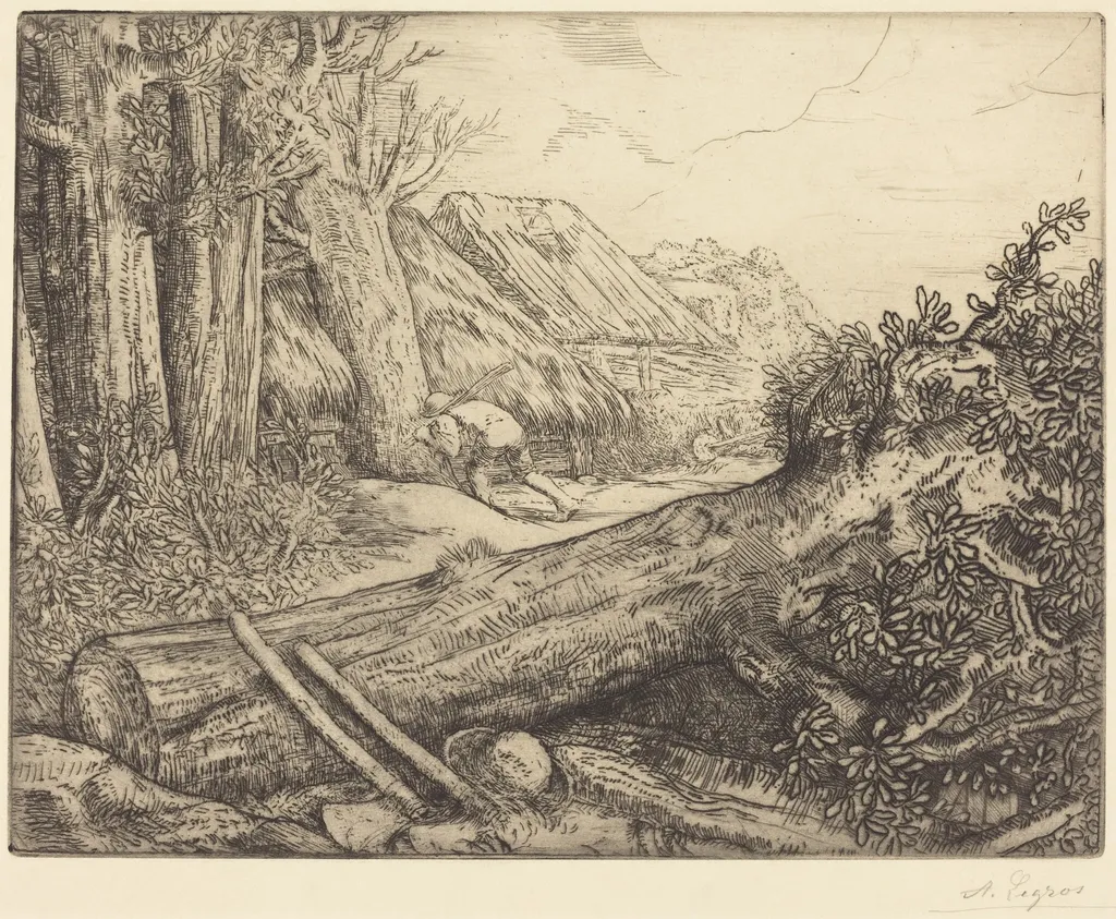 At the Home of the Woodcutters (Chez les bucherons), by Alphonse Legros, ink, 1874