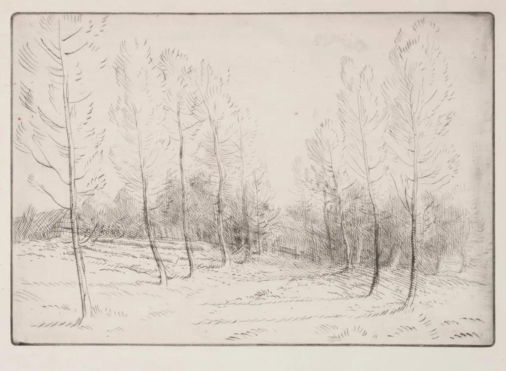 Avenue of Poplars, by Alphonse Legros, 1884
