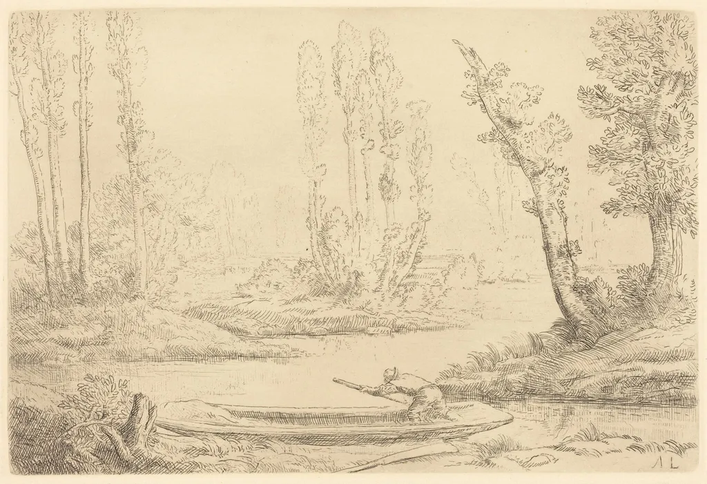 Banks of the Somme near Amiens (Bord de la Somme pres d'Amiens), by Alphonse Legros, ink, 1874