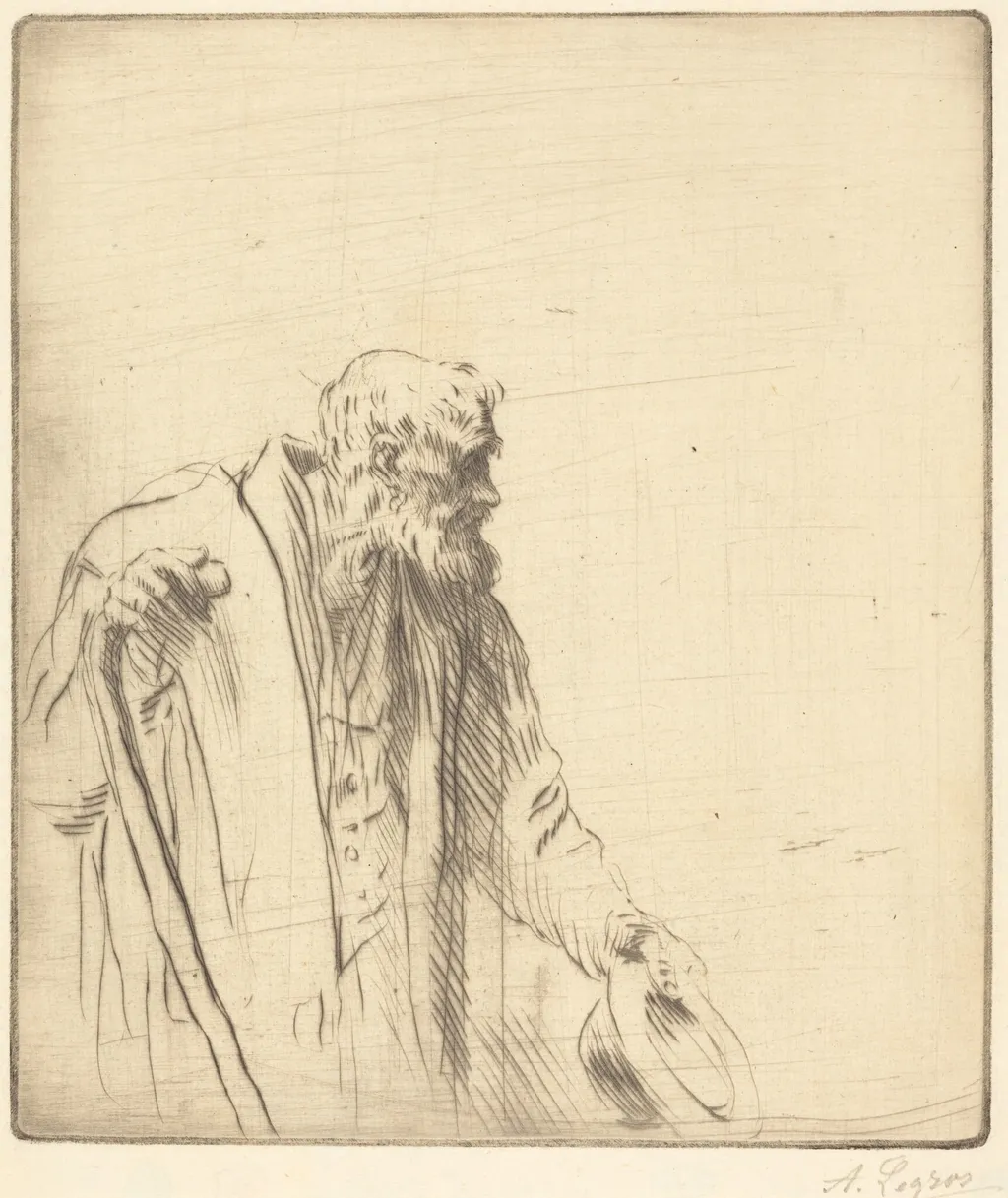 Beggar (Un mendiant), by Alphonse Legros, ink, 1874