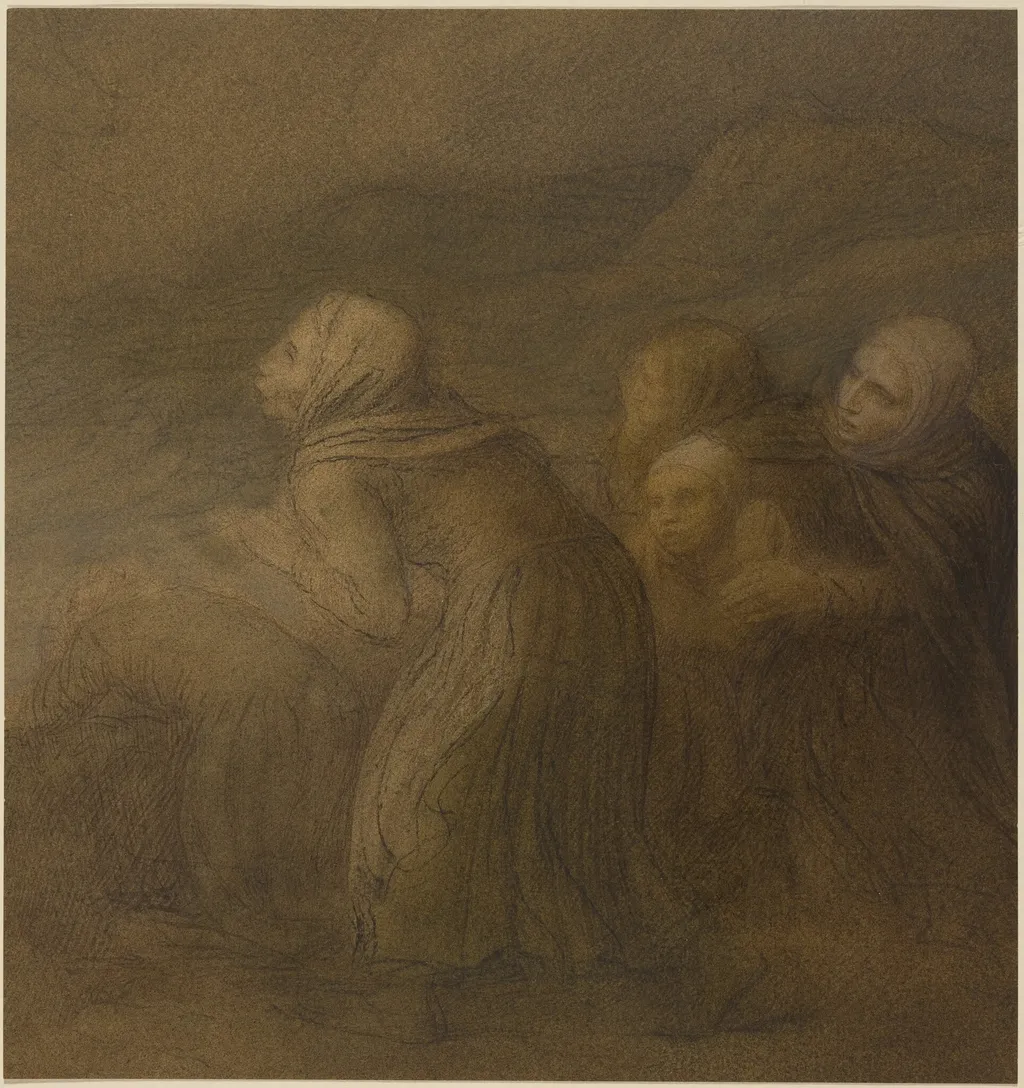 Boat in Trouble, by Alphonse Legros, charcoal, 1874