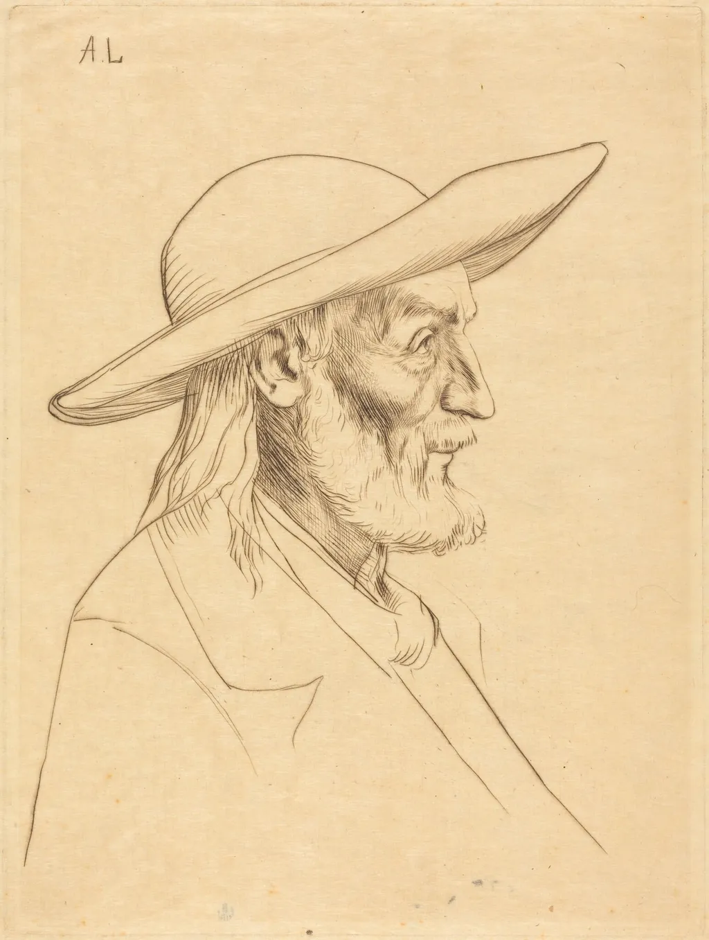 Breton Peasant (Paysan breton), by Alphonse Legros, ink, 1874