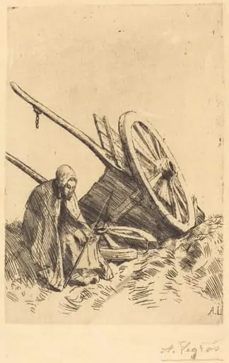 Broken Cart (La charette brisee), by Alphonse Legros