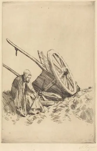 Broken Cart (La charrette brisee), by Alphonse Legros