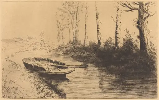 Canal Seen by Morning Light (Le canal: Effet du matin), by Alphonse Legros
