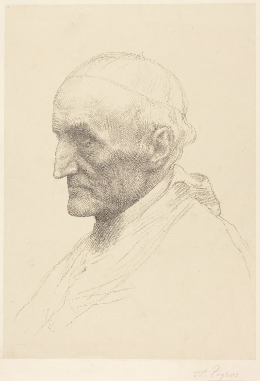 Cardinal Manning, 2nd plate, by Alphonse Legros, ink, 1874