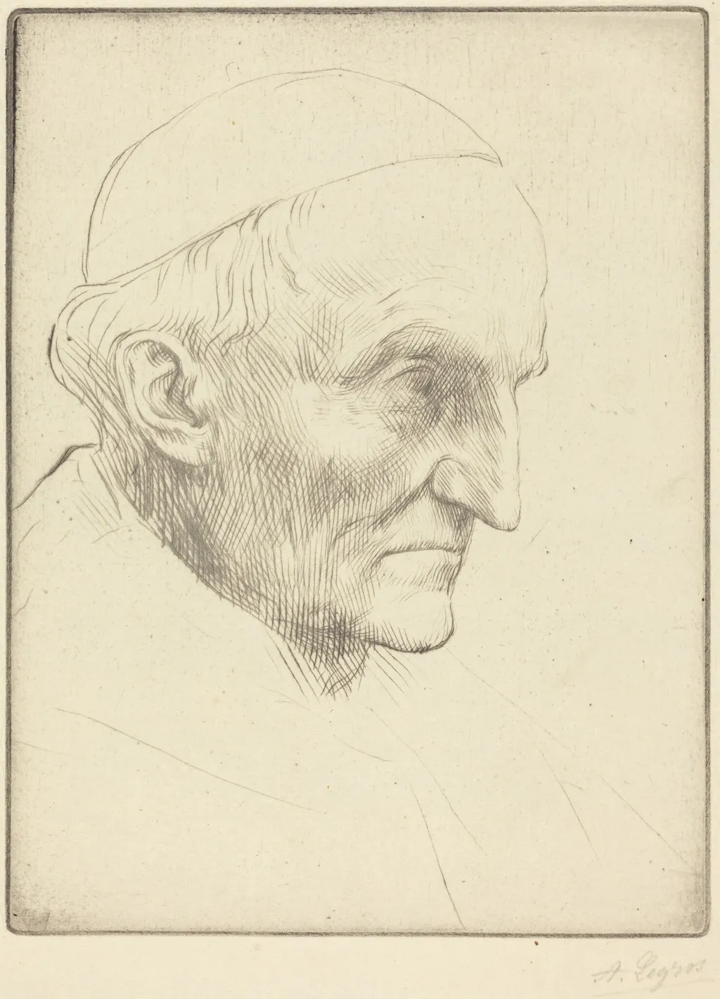 Cardinal Manning, 3rd plate, by Alphonse Legros, ink, 1874