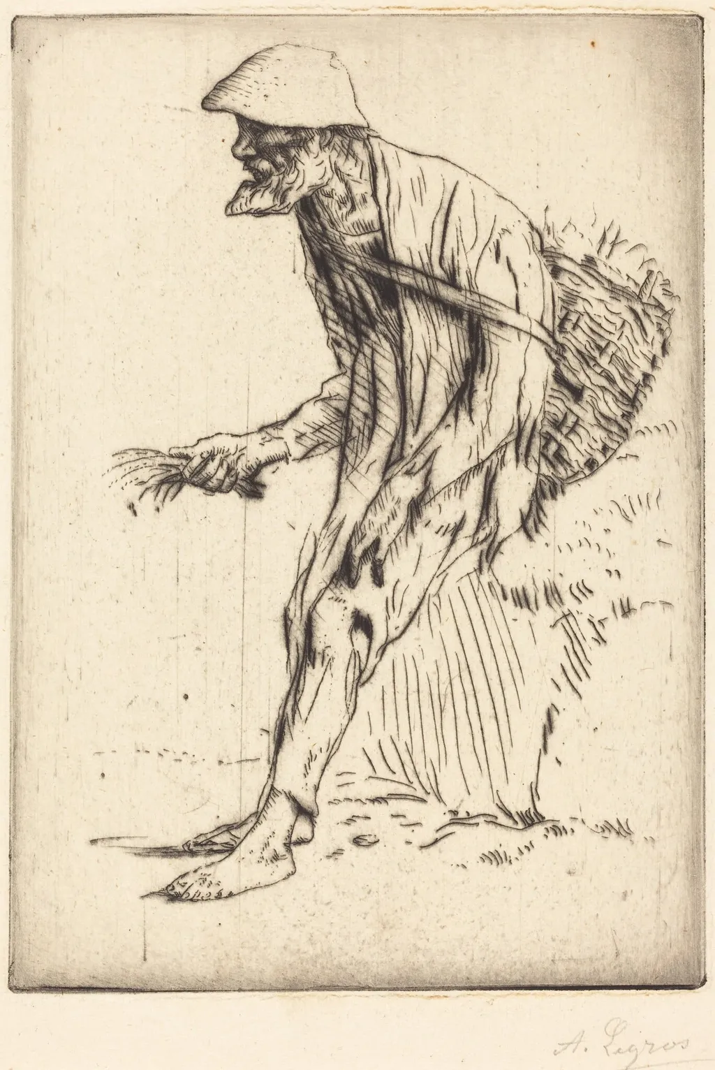 Chickweed Merchant (Marchand de mouron), by Alphonse Legros, ink, 1874