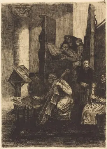 Choir in a Spanish Church (Le choeur d'une eglise espagnole), by Alphonse Legros