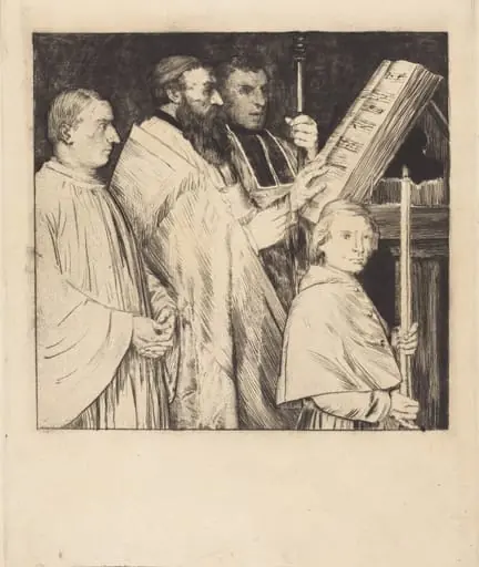 Choristers, 1st plate (Le lutrin), by Alphonse Legros