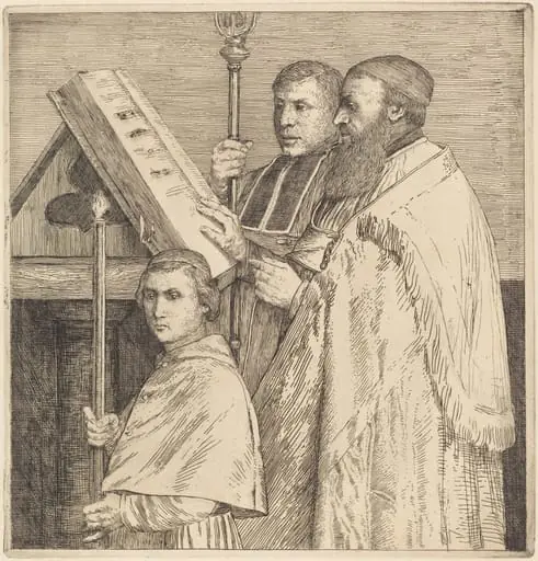 Choristers, 2nd plate (Le lutrin), by Alphonse Legros