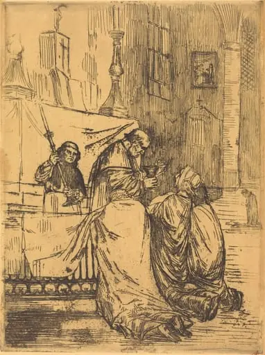 Communion in the Church of Saint Medard (La communion dans l'eglise St.-Medard), by Alphonse Legros