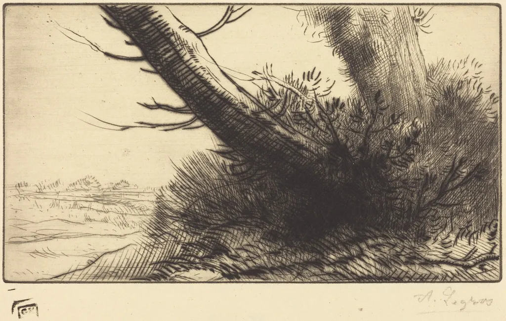 Corner of a Path (Au coin d'un chemin), by Alphonse Legros, ink, 1874