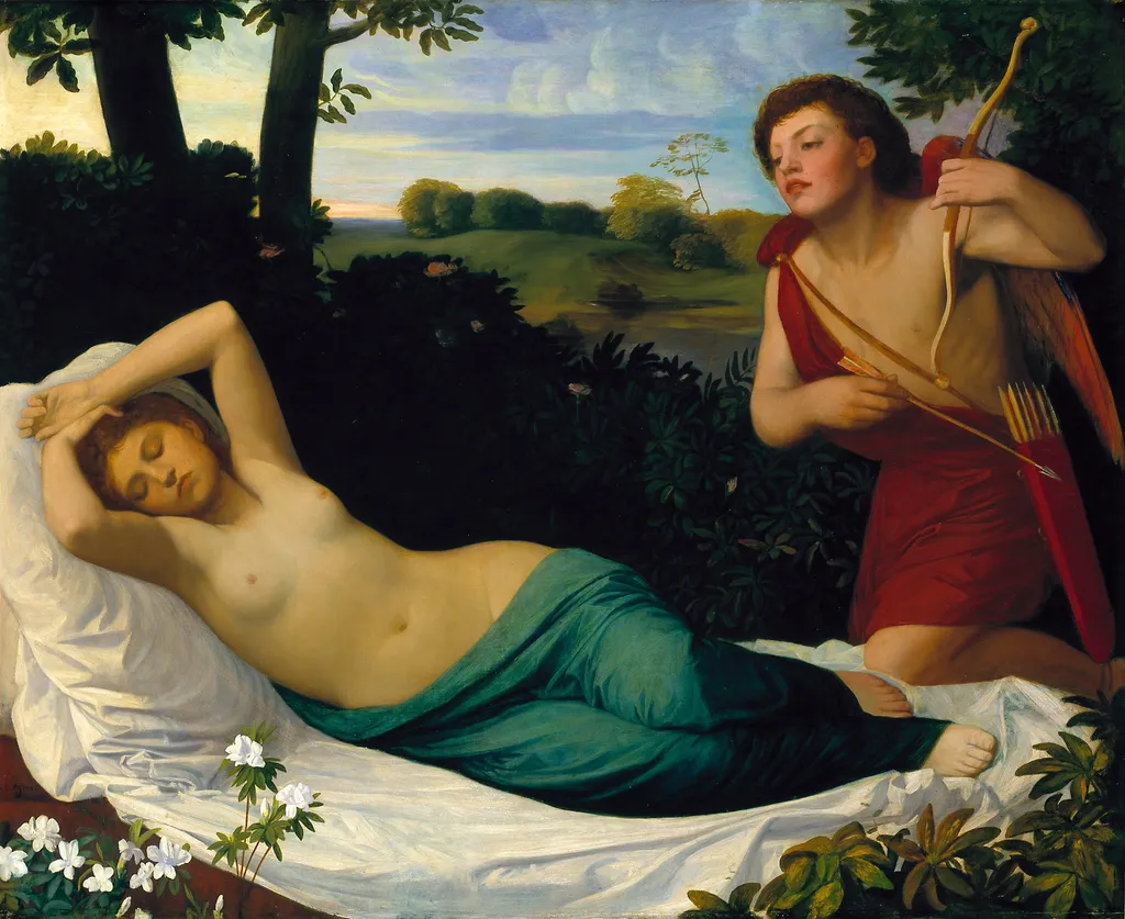 Cupid and Psyche, by Alphonse Legros, oil, 1800