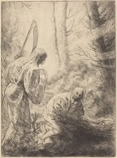 Death and the Woodcutter, 2nd plate (La Mort de le bucheron), by Alphonse Legros