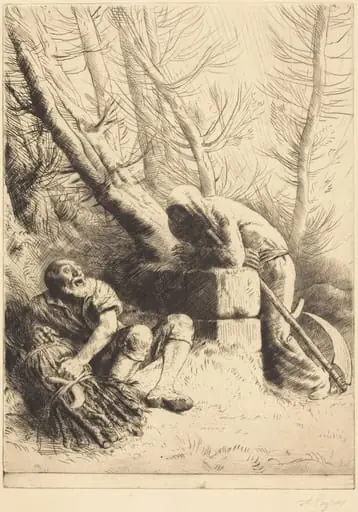 Death and the Woodcutter, 4th plate (La mort et le bucheron), by Alphonse Legros