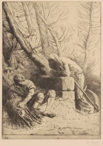 Death and the Woodcutter, 4th plate (La Mort et le bûcheron), by Alphonse Legros