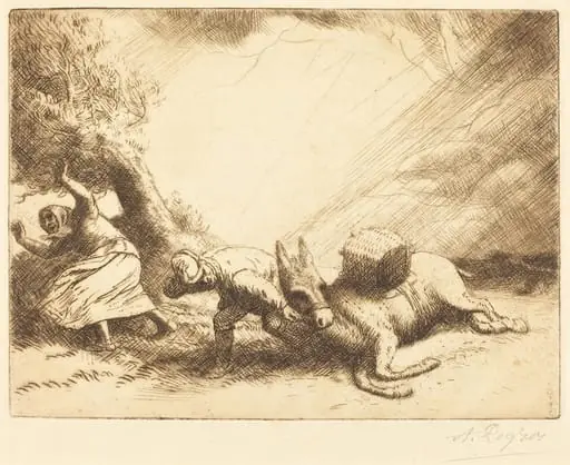 Donkey Upset by Storm (L'ane renverse par la foudre), by Alphonse Legros