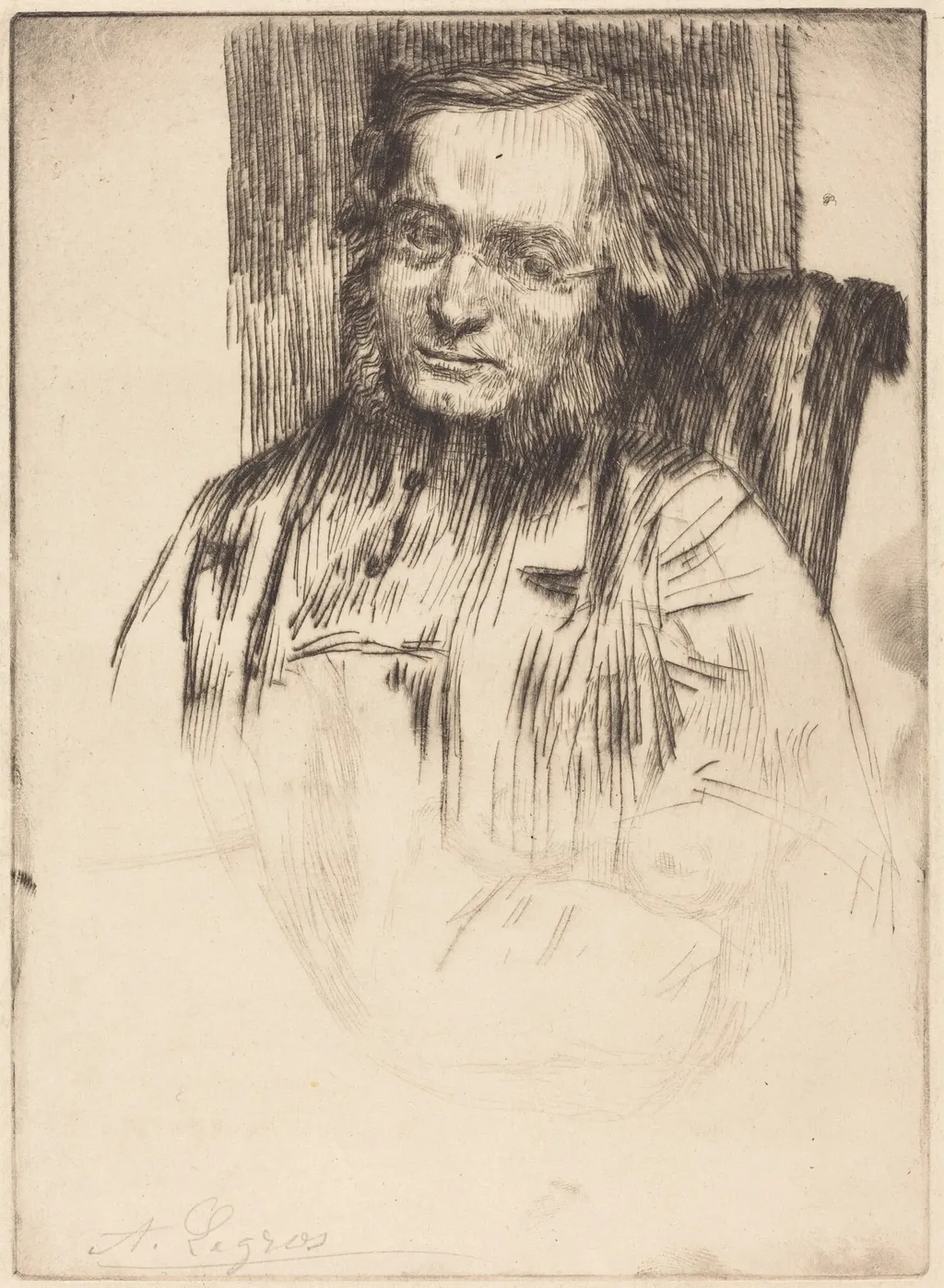 Edwin Edwards, by Alphonse Legros, ink, 1874