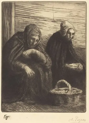 Egg-sellers, 2nd plate (Les marchandes d'oeufs), by Alphonse Legros