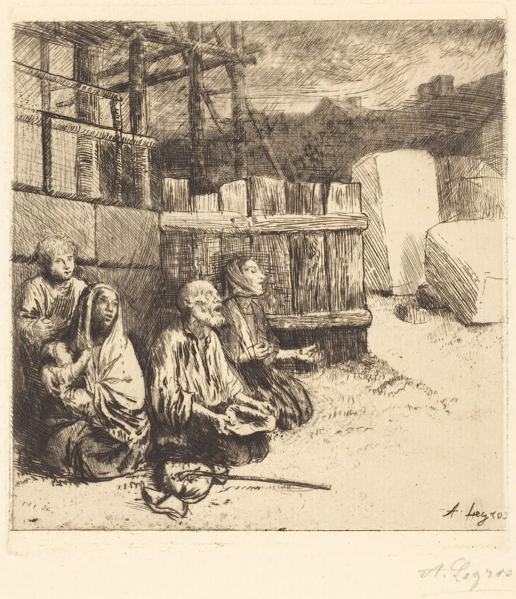 English Beggars (Les mendiants anglais), by Alphonse Legros, ink, 1875