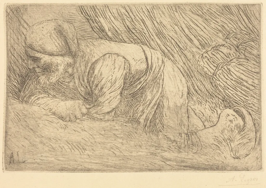 Fagot-gatherer (Le fagotier), by Alphonse Legros, ink, 1874