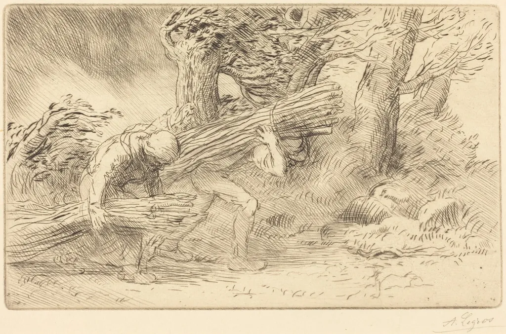 Fagot-gatherers (Les fagottiers), by Alphonse Legros, ink, 1874