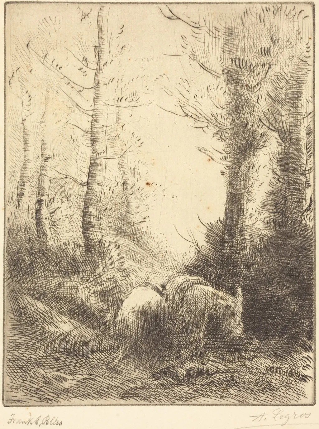 Farmer and His Donkey (Le fermier et son ane), by Alphonse Legros, ink, 1874