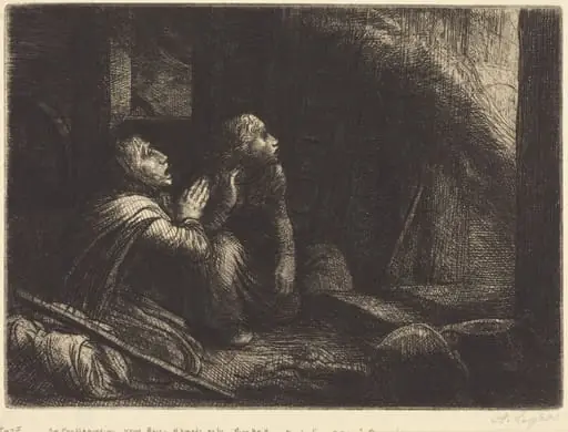 Fire, 3rd plate (L'incendie), by Alphonse Legros
