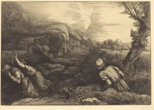 Fire in the Hamlet (L'incendie du hameau), by Alphonse Legros