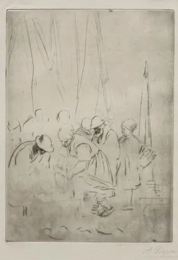 Fishermen on the Wharf at Boulogne, by Alphonse Legros