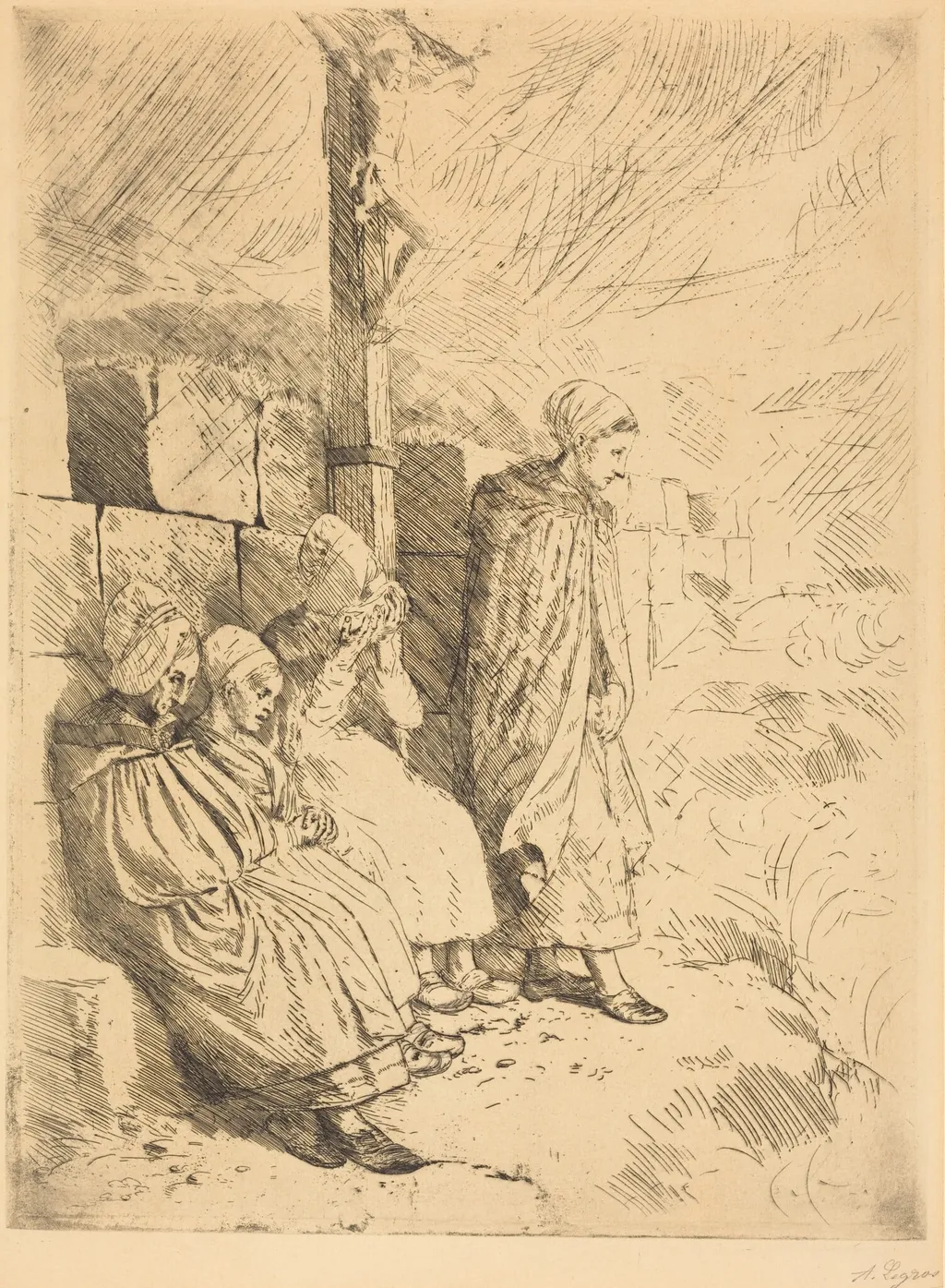 Fishermen's Wives (Femmes de pecheurs), by Alphonse Legros, ink, 1874