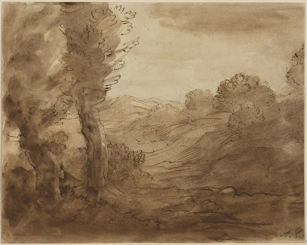 Footpath in Burgundy, by Alphonse Legros, ink, 1874
