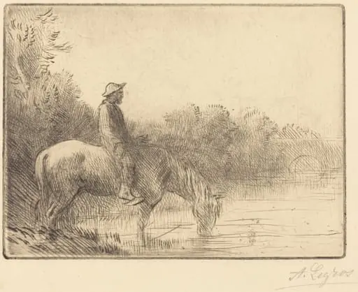 Fording a River (Le gue), by Alphonse Legros