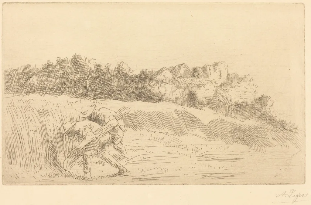 Harvesters (Les moissoneurs), by Alphonse Legros, ink, 1874