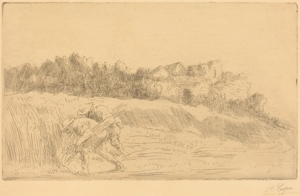 Harvesters (Les moissoneurs), by Alphonse Legros, ink, 1874