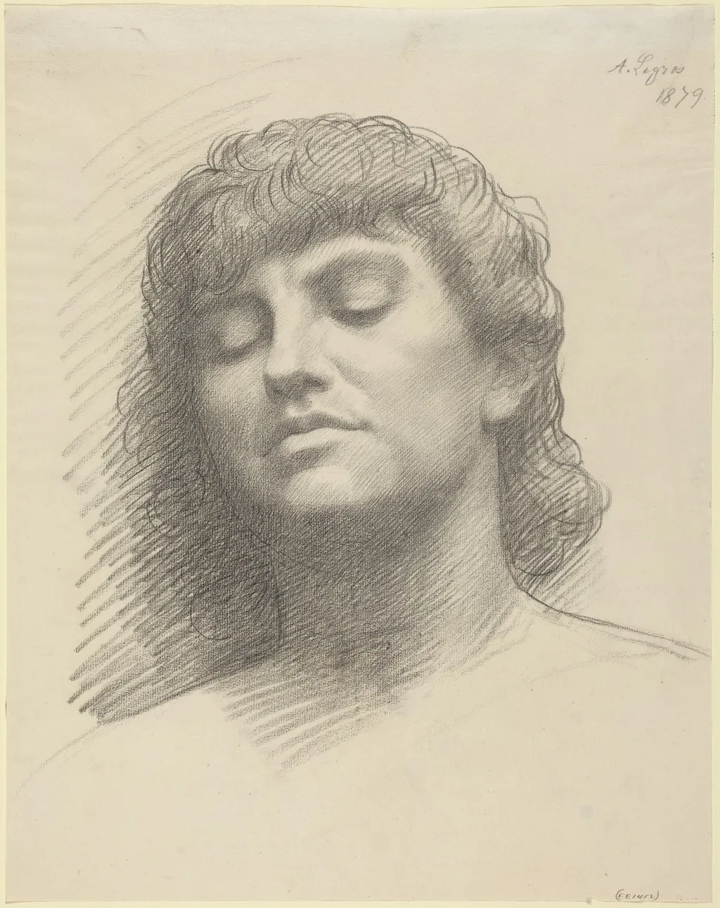 Head, by Alphonse Legros, chalk, 1879