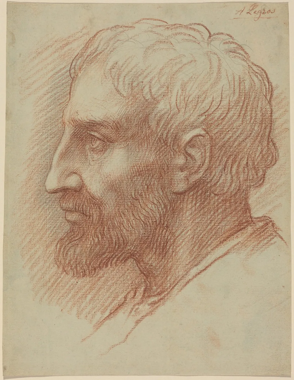 Head of a Man, by Alphonse Legros, chalk, 1874