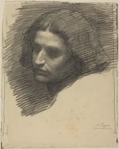 Head of a Man Facing Left [recto], by Alphonse Legros