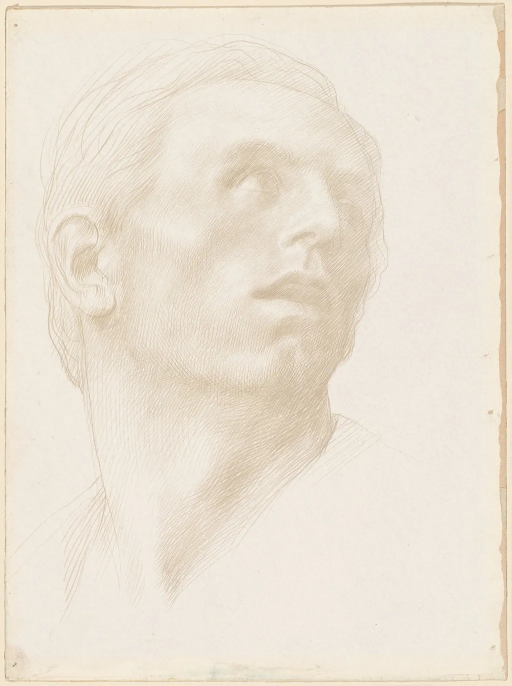 Head of a Man Looking Up to the Right, by Alphonse Legros, silver, 1894