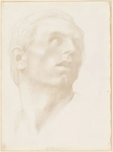 Head of a Man Looking Up to the Right, by Alphonse Legros